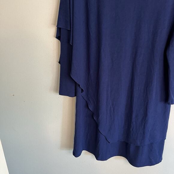 Soft Surroundings Marla Dress Womens Sz M Lagonlook Blue Knit V-Neck Midi Blue - Picture 10 of 12